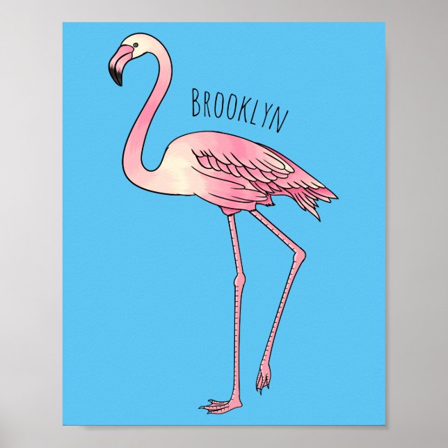 Poster Imagem de desenho animado de pássaro Flamingo (Frente)
