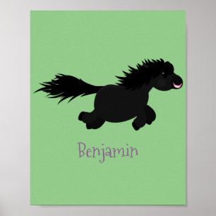 Poster Imagem de desenho animado de pônei Shetland em ci