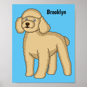 Poster Imagem de desenho animado de poodle marrom feliz