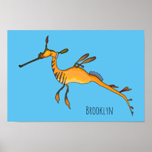 Poster Imagem de desenho animado de seadragão fraco