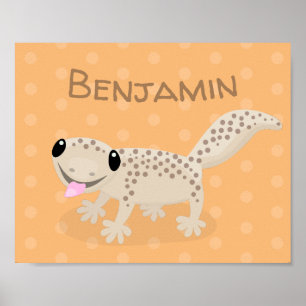 Poster Imagem de desenho animado de uma lagartixa pintada