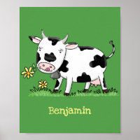 Imagem de desenho animado de uma vaca em verde