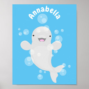 Poster Imagem de desenhos animados das bolhas de baleia-b