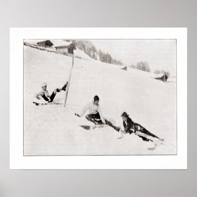 Póster Imagem de esqui, diversão na neve (Frente)