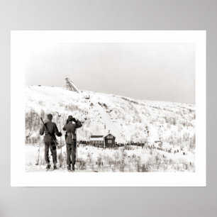 Poster Imagem de esqui Vintage, patrulha de segurança