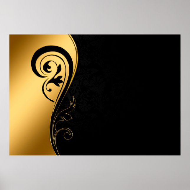 Poster Imagem de fundo com quadro dourado floral (Frente)