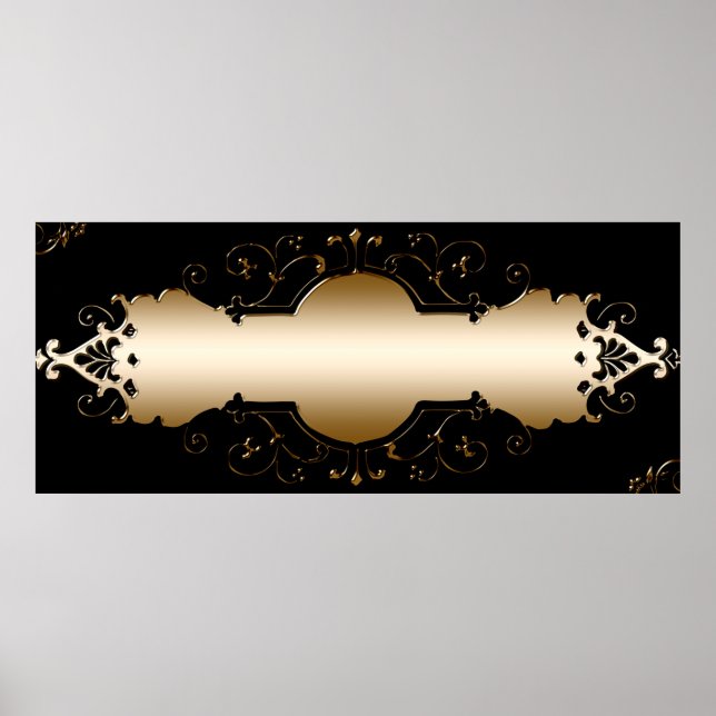 Poster Imagem de fundo - quadro dourado preto (Frente)