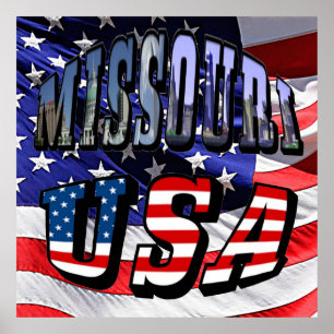 Póster Imagem de Missouri e texto dos EUA