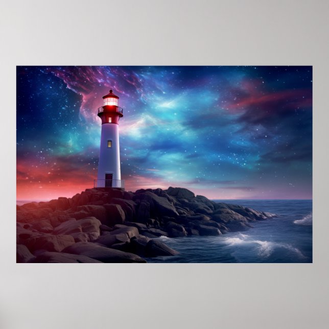 Poster Imagem de Paisagem Fantástica da Natureza do Farol (Frente)