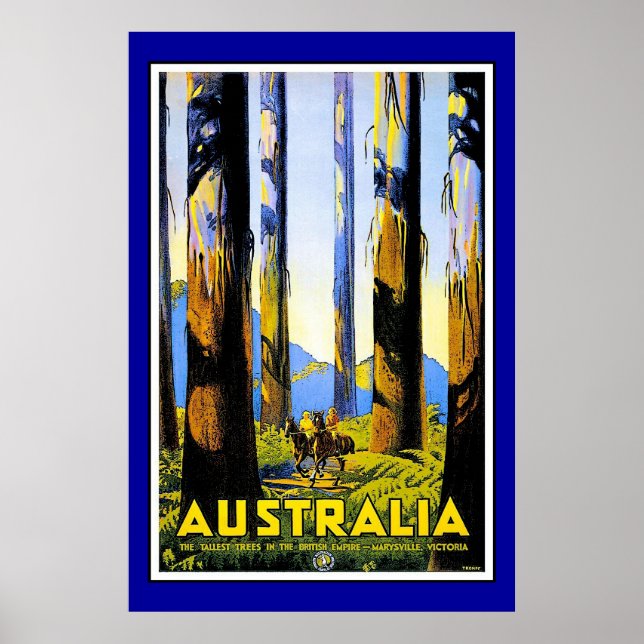 Póster Imagem de Viagem Austrália Vintage Retro para Impr (Frente)