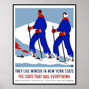 Póster Imagem de Viagem Estado de Nova York Retro Vintage