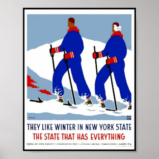 Póster Imagem de Viagem Estado de Nova York Retro Vintage