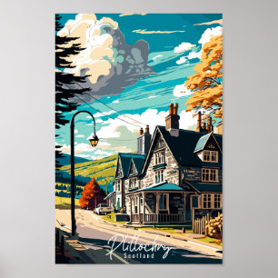 Poster Imagem de viagens vintage da Plitlochry Scotland