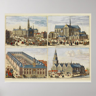 Póster Imagem de Vintage, visões de Amsterdã