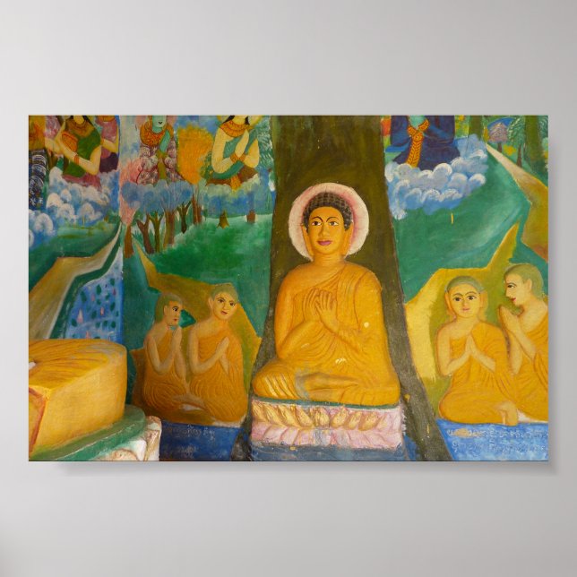 Póster Imagem do Buda Folk-art do Camboja (Frente)