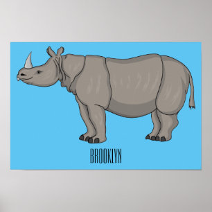 Poster Imagem do desenho animado de Javan rhinoceros