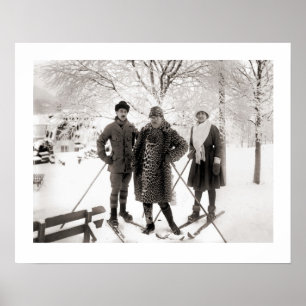 Póster Imagem do esqui do vintage, forma na pista