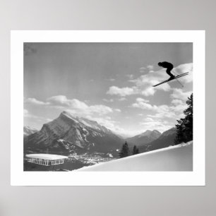 Póster Imagem do esqui do vintage, raça final para o