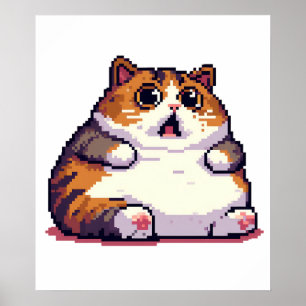 Poster Imagem em pixel de gato laranja chocado