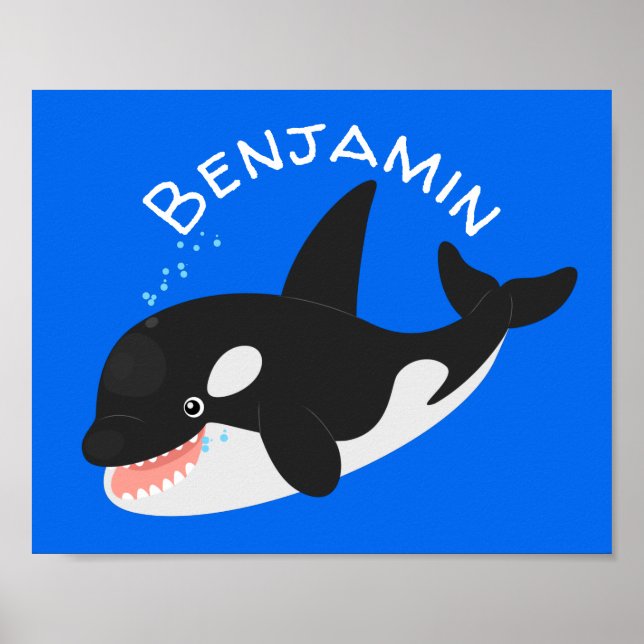 Poster Imagem engraçada de desenho animado de orca (Frente)