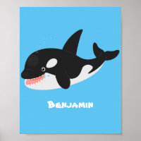 Imagem engraçada de desenho animado de orca