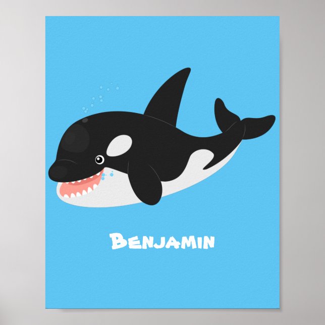 Poster Imagem engraçada de desenho animado de orca (Frente)