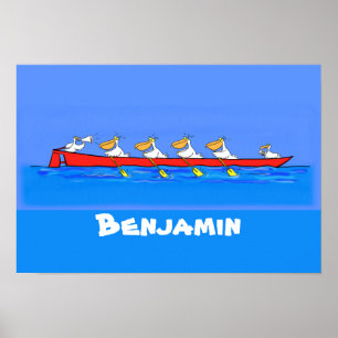 Poster Imagem engraçada de desenhos animados pelicanos