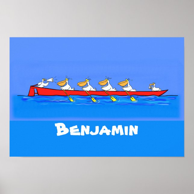 Poster Imagem engraçada de desenhos animados pelicanos (Frente)