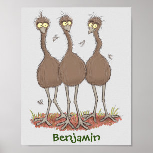 Poster Imagem engraçada do desenho animado emu australian