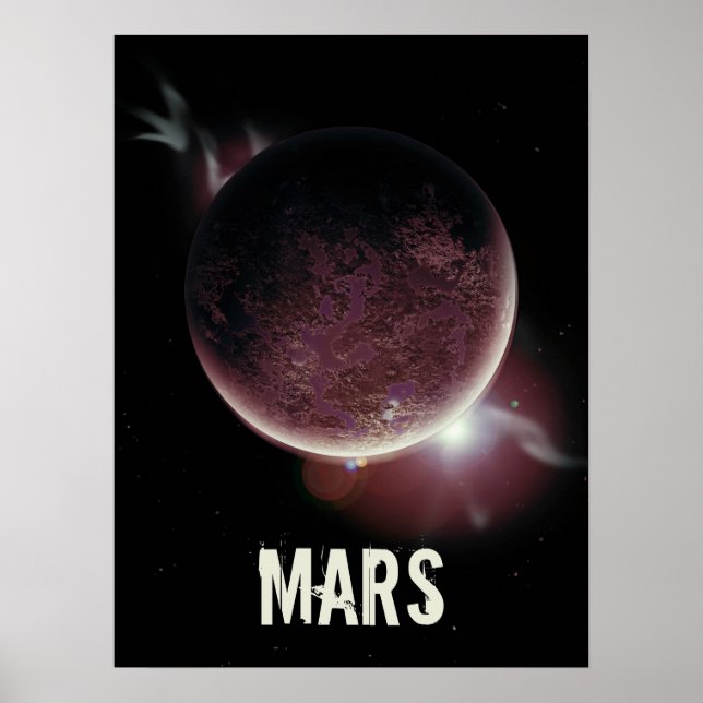 Poster Imagem espacial 3d do planeta vermelho Mars (Frente)