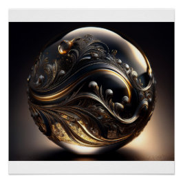 Póster Imagem Fantasia de uma Bola Cinza Transparente Com