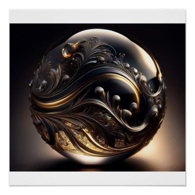 Póster Imagem Fantasia de uma Bola Cinza Transparente Com (Frente)