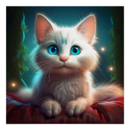 Póster Imagem Fantástica De Um Jovem Gato Albino