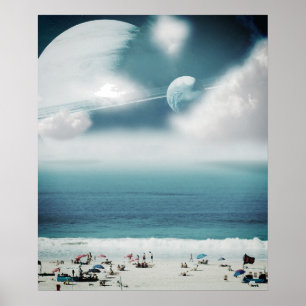Poster Imagem fotográfica surreal da praia galáctica