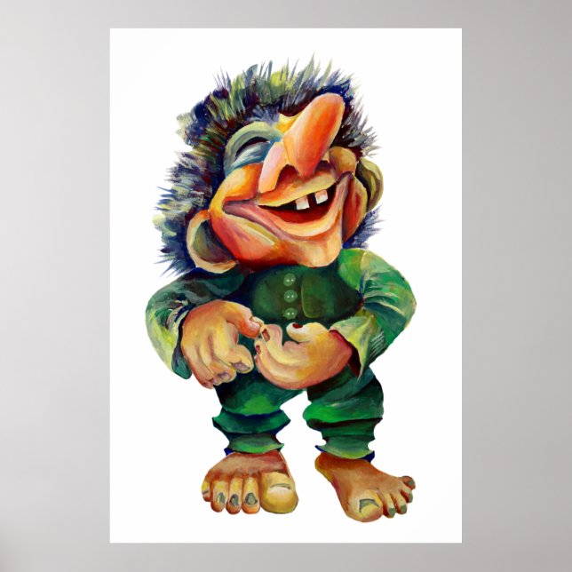 Poster Imagem Funny Norse Troll Watercolor (Frente)