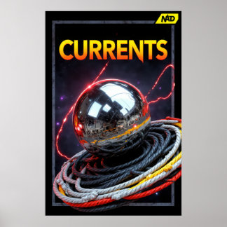 Poster Imagem Futurista Abstrata de uma Esfera Metálica