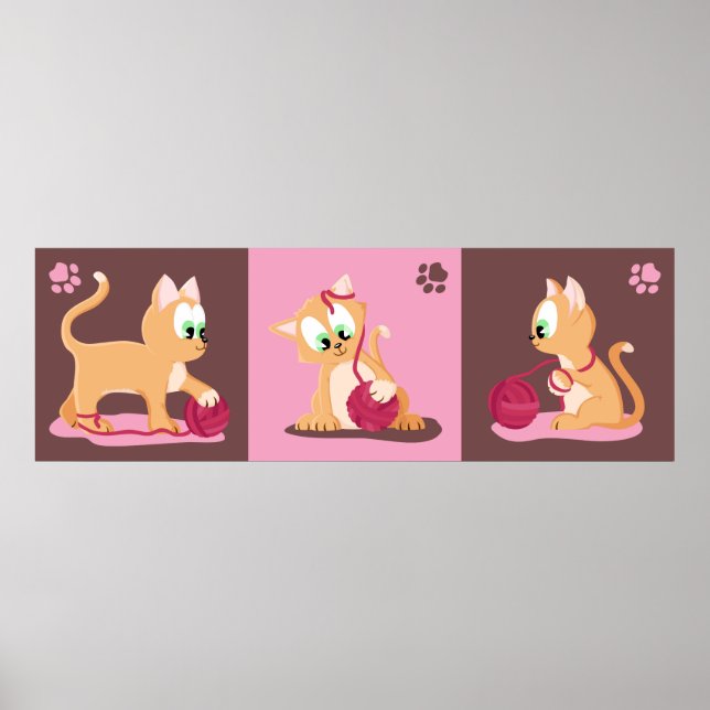 Poster Imagem panorâmica de gatos-de-cobre (Frente)