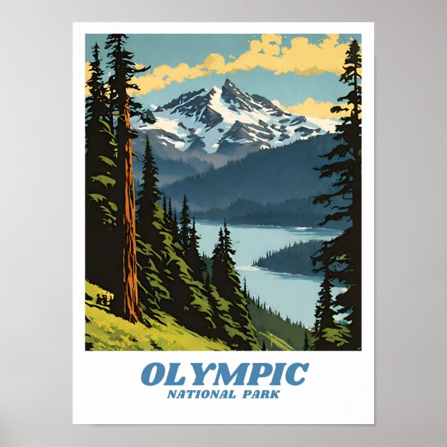 Poster Imagem retrô estética do Parque Nacional da olimpi (Frente)