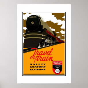 Poster Imagem Retro Vintage de Viagem de Trem para Impres