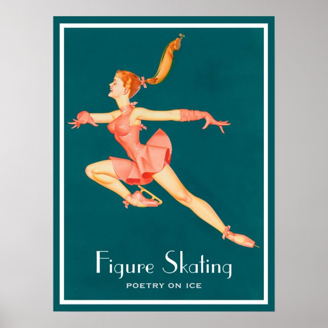Póster Imagem Retroativa de Um Patinador Figura Em Um Equ (Frente)