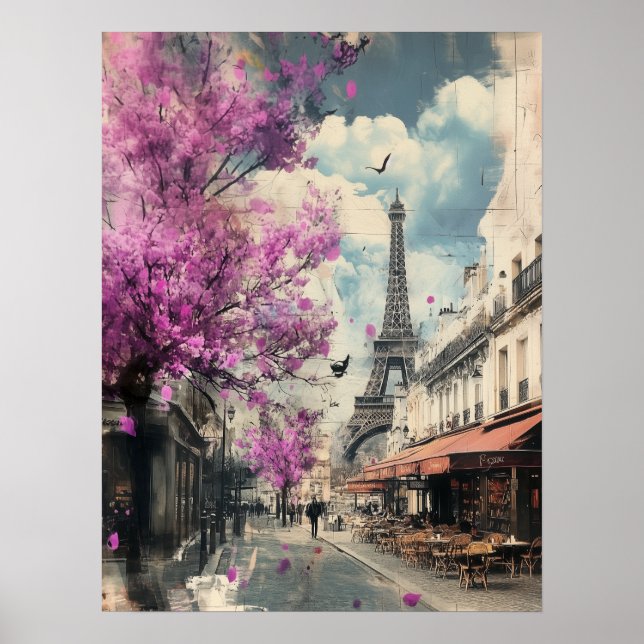 Poster Imagem romântica do PAris com a torre Eiffel (Frente)