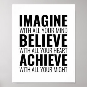 Poster Imagine com toda a sua mente   Citação Motivacio