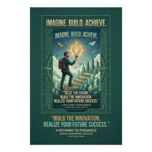 Póster Imagine Construir Alcançar Motivação Progresso Pro