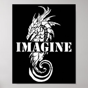 Poster Imagine o estilo de tatuagem do Dragão Fantasy