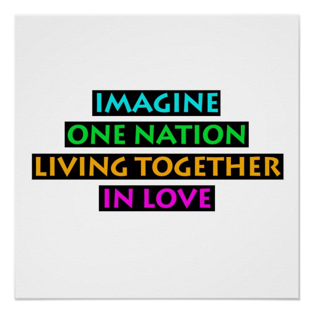 Póster Imagine Uma Nação Vivendo Juntas No Amor (Frente)