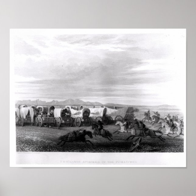 Póster Imigrantes atacados pelos Comanches (Frente)