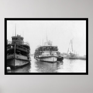 Póster Imigrantes do carregando da barca no Ellis Island,