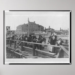 Póster Imigrantes novos que aterram no Ellis Island New