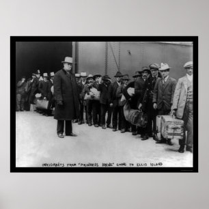 Póster Imigrantes que vão ao Ellis Island 1911