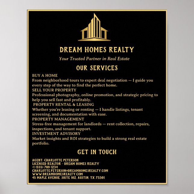 Poster Imobiliária Black & Gold  (Frente)